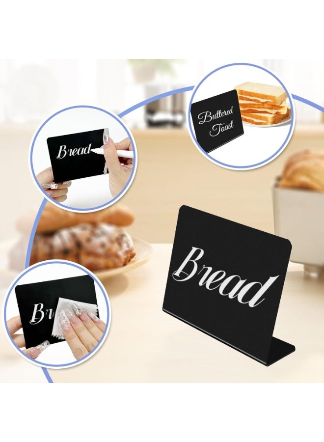 LYNLYN 12PCS Mini Chalkboard Buffet Food Labels, Reusable Acrylic Food and Price Signs with Erasable Markers and cleaning cloth for Parties and Catering（10 × 7.5 cm） - Image 2